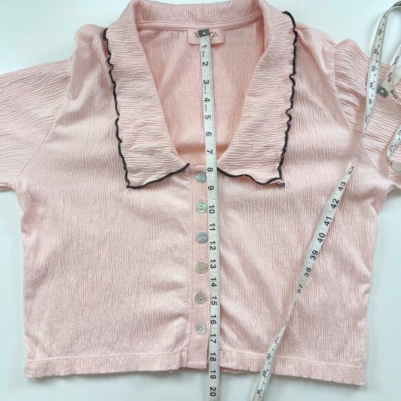 Nation LTD Daisy Collared Top in Pink Size Large - Picture 10 of 10